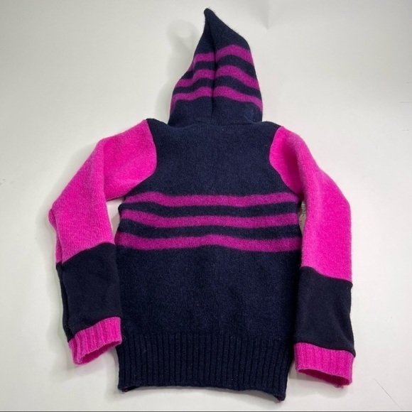 Rare! NEW Banbutsu 100% Wool Barbie Pink Purple Navy Striped Star Hoodie Shirt - Picture 4 of 14